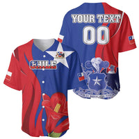 Custom Chile Independence Day Baseball Jersey Lapageria Flower With Coat Of Arms - Wonder Print Shop