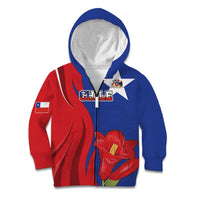 Custom Chile Independence Day Kid Hoodie Lapageria Flower With Coat Of Arms - Wonder Print Shop