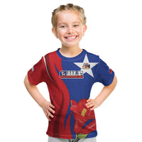 Custom Chile Independence Day Kid T Shirt Lapageria Flower With Coat Of Arms - Wonder Print Shop