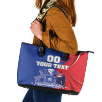 Custom Chile Independence Day Leather Tote Bag Lapageria Flower With Coat Of Arms - Wonder Print Shop