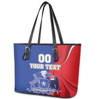 Custom Chile Independence Day Leather Tote Bag Lapageria Flower With Coat Of Arms - Wonder Print Shop
