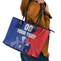 Custom Chile Independence Day Leather Tote Bag Lapageria Flower With Coat Of Arms - Wonder Print Shop