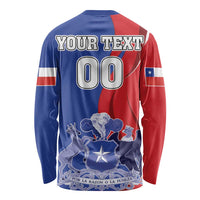 Custom Chile Independence Day Long Sleeve Shirt Lapageria Flower With Coat Of Arms - Wonder Print Shop