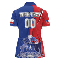 Custom Chile Independence Day Women Polo Shirt Lapageria Flower With Coat Of Arms - Wonder Print Shop
