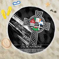 Cross Celtic Nations Beach Blanket Six Celtic Countries Grunge Style - Wonder Print Shop