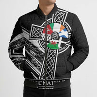 Cross Celtic Nations Bomber Puffer Jacket Six Celtic Countries Grunge Style - Wonder Print Shop