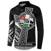 Cross Celtic Nations Button Sweatshirt Six Celtic Countries Grunge Style - Wonder Print Shop