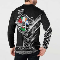 Cross Celtic Nations Button Sweatshirt Six Celtic Countries Grunge Style - Wonder Print Shop