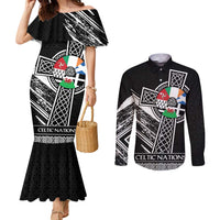 Cross Celtic Nations Couples Matching Mermaid Dress and Long Sleeve Button Shirt Six Celtic Countries Grunge Style - Wonder Print Shop