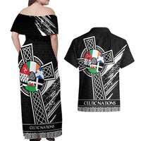 Cross Celtic Nations Couples Matching Off Shoulder Maxi Dress and Hawaiian Shirt Six Celtic Countries Grunge Style - Wonder Print Shop