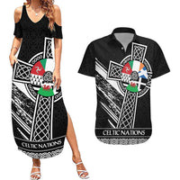 Cross Celtic Nations Couples Matching Summer Maxi Dress and Hawaiian Shirt Six Celtic Countries Grunge Style - Wonder Print Shop