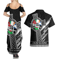 Cross Celtic Nations Couples Matching Summer Maxi Dress and Hawaiian Shirt Six Celtic Countries Grunge Style - Wonder Print Shop