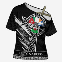 Cross Celtic Nations Cross Shoulder Shirt Six Celtic Countries Grunge Style - Wonder Print Shop