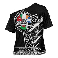 Cross Celtic Nations Cross Shoulder Shirt Six Celtic Countries Grunge Style - Wonder Print Shop
