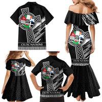 Cross Celtic Nations Family Matching Mermaid Dress and Hawaiian Shirt Six Celtic Countries Grunge Style - Wonder Print Shop