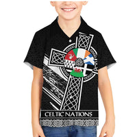 Cross Celtic Nations Family Matching Mermaid Dress and Hawaiian Shirt Six Celtic Countries Grunge Style - Wonder Print Shop