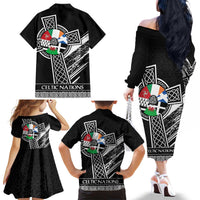 Cross Celtic Nations Family Matching Off The Shoulder Long Sleeve Dress and Hawaiian Shirt Six Celtic Countries Grunge Style - Wonder Print Shop