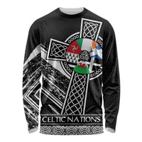 Cross Celtic Nations Long Sleeve Shirt Six Celtic Countries Grunge Style - Wonder Print Shop