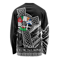 Cross Celtic Nations Long Sleeve Shirt Six Celtic Countries Grunge Style - Wonder Print Shop