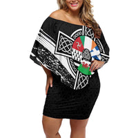 Cross Celtic Nations Off Shoulder Short Dress Six Celtic Countries Grunge Style - Wonder Print Shop