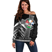 Cross Celtic Nations Off Shoulder Sweater Six Celtic Countries Grunge Style - Wonder Print Shop