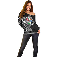 Cross Celtic Nations Off Shoulder Sweater Six Celtic Countries Grunge Style - Wonder Print Shop