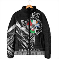 Cross Celtic Nations Padded Jacket Six Celtic Countries Grunge Style - Wonder Print Shop