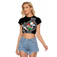 Cross Celtic Nations Raglan Cropped T Shirt Six Celtic Countries Grunge Style - Wonder Print Shop