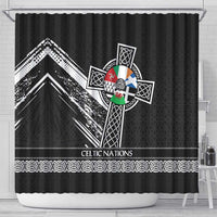 Cross Celtic Nations Shower Curtain Six Celtic Countries Grunge Style - Wonder Print Shop