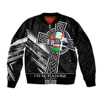 Cross Celtic Nations Sleeve Zip Bomber Jacket Six Celtic Countries Grunge Style - Wonder Print Shop