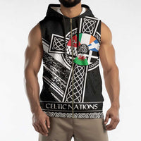 Cross Celtic Nations Sleeveless Zip Hoodie Six Celtic Countries Grunge Style - Wonder Print Shop