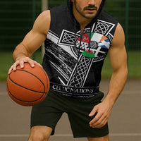 Cross Celtic Nations Sleeveless Zip Hoodie Six Celtic Countries Grunge Style - Wonder Print Shop