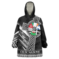 Cross Celtic Nations Wearable Blanket Hoodie Six Celtic Countries Grunge Style - Wonder Print Shop