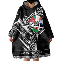 Cross Celtic Nations Wearable Blanket Hoodie Six Celtic Countries Grunge Style - Wonder Print Shop