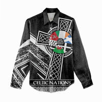 Cross Celtic Nations Women Casual Shirt Six Celtic Countries Grunge Style - Wonder Print Shop