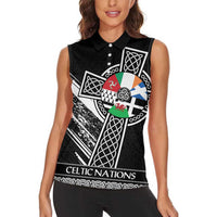Cross Celtic Nations Women Sleeveless Polo Shirt Six Celtic Countries Grunge Style - Wonder Print Shop