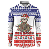 Costa Rica Christmas Button Sweatshirt Merry Slothmas - Wonder Print Shop