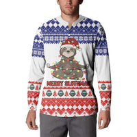 Costa Rica Christmas Button Sweatshirt Merry Slothmas - Wonder Print Shop