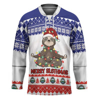 Costa Rica Christmas Hockey Jersey Merry Slothmas - Wonder Print Shop