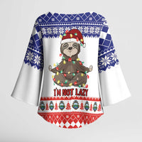 Costa Rica Christmas Kimono Sleeve Blouse Merry Slothmas - Wonder Print Shop