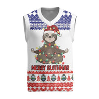 Costa Rica Christmas Knitted V-Neck Vest Merry Slothmas - Wonder Print Shop