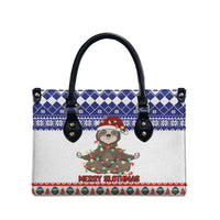 Costa Rica Christmas Leather Bag Merry Slothmas - Wonder Print Shop