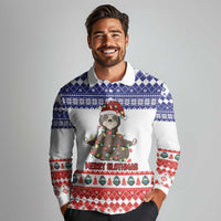 Costa Rica Christmas Long Sleeve Polo Shirt Merry Slothmas - Wonder Print Shop