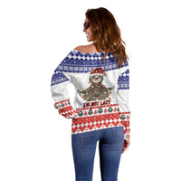 Costa Rica Christmas Off Shoulder Sweater Merry Slothmas - Wonder Print Shop