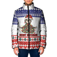 Costa Rica Christmas Padded Jacket Merry Slothmas - Wonder Print Shop