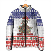 Costa Rica Christmas Padded Jacket Merry Slothmas - Wonder Print Shop