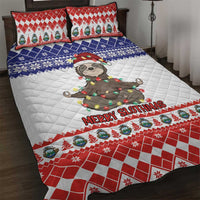 Costa Rica Christmas Quilt Bed Set Merry Slothmas - Wonder Print Shop