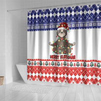 Costa Rica Christmas Shower Curtain Merry Slothmas - Wonder Print Shop
