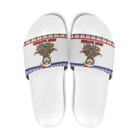 Costa Rica Christmas Slide Sandals Merry Slothmas - Wonder Print Shop