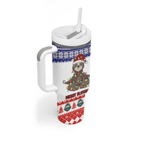 Costa Rica Christmas Tumbler With Handle Merry Slothmas - Wonder Print Shop